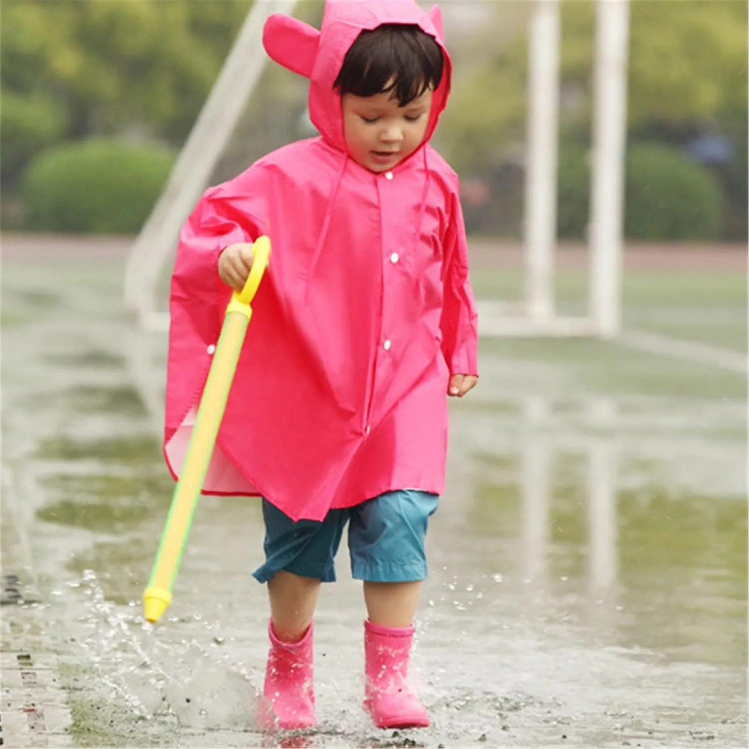 Toddler Rain Boots with Easy On Handles Boys Girls Non-Slip Lightweight Insulated Rain Shoes Kids Rubber Baby Girl Boots