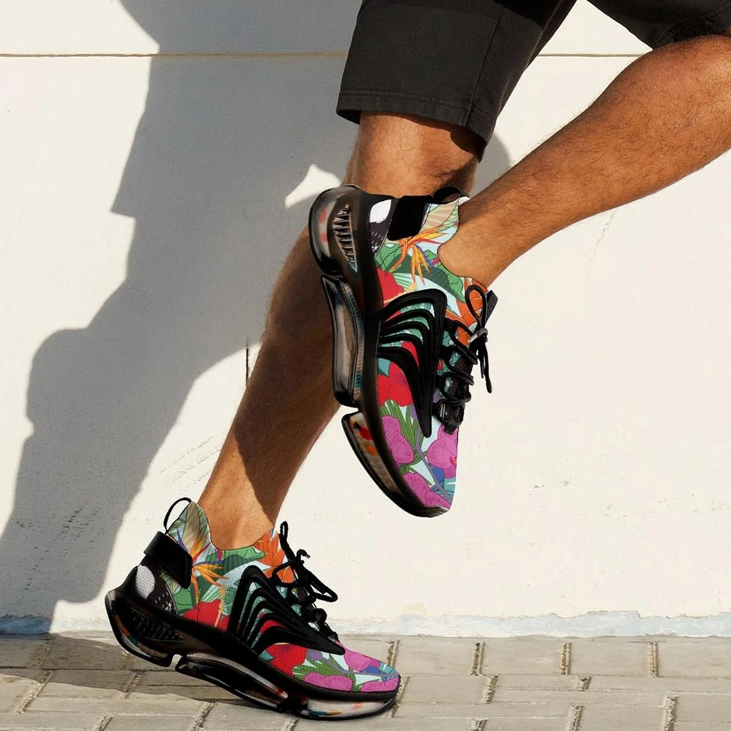 Tropical Parrot Birds Wth Jungle Flowers Walking Shoes for Men Lightweight Tennis Fashion Elastic Sports Shoes Cushion Basketball Shoes