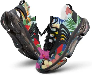 Tropical Parrot Birds Wth Jungle Flowers Walking Shoes for Men Lightweight Tennis Fashion Elastic Sports Shoes Cushion Basketball Shoes