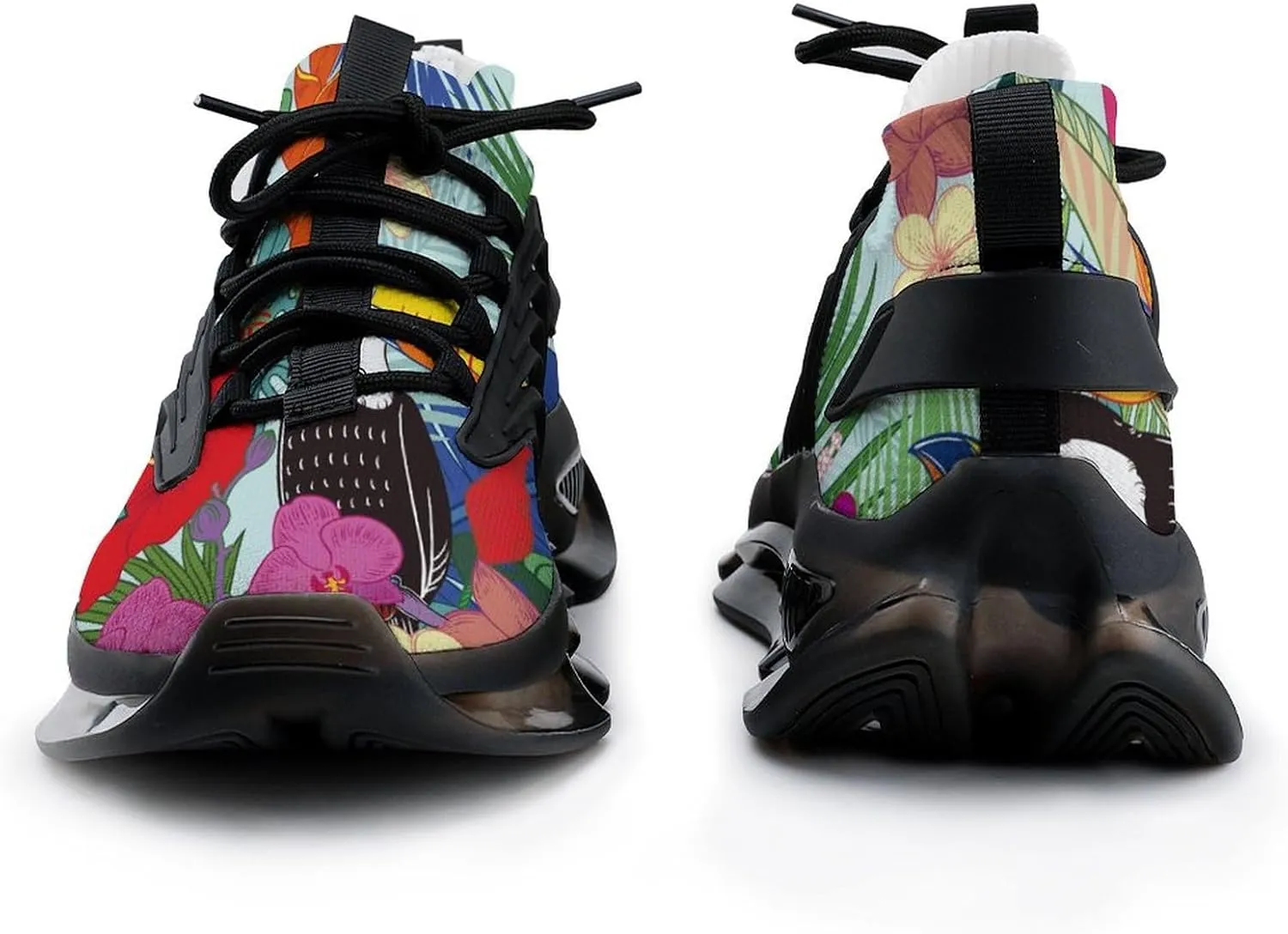 Tropical Parrot Birds Wth Jungle Flowers Walking Shoes for Men Lightweight Tennis Fashion Elastic Sports Shoes Cushion Basketball Shoes