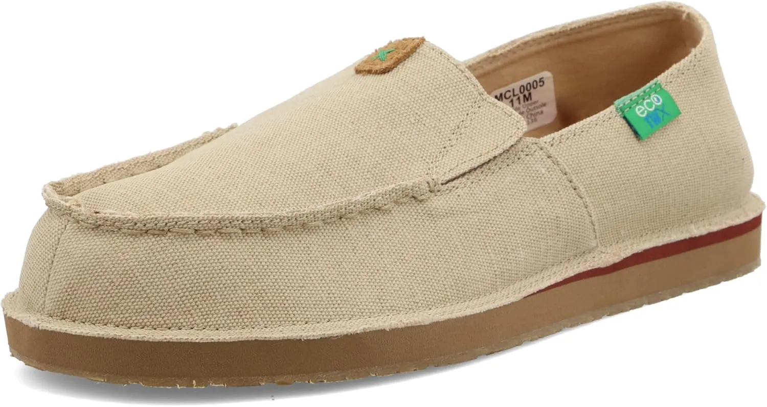 Twisted X Men's Slip-On Loafer, Moc Toe, Khaki, 13 W