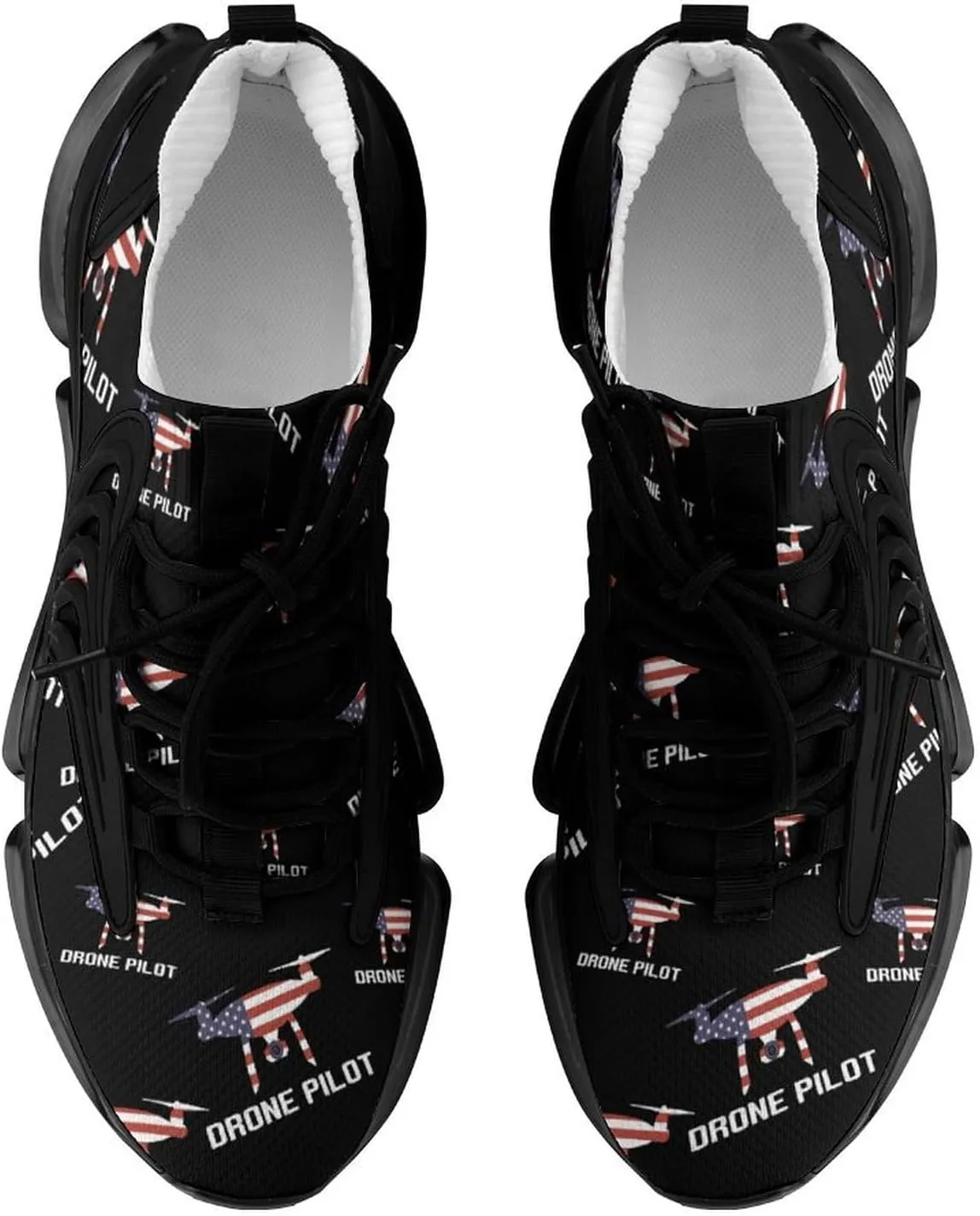 USA Flag Drone Pilot Walking Shoes for Men Lightweight Tennis Fashion Elastic Sports Shoes Cushion Basketball Shoes
