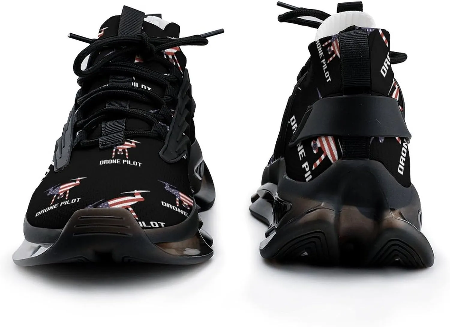 USA Flag Drone Pilot Walking Shoes for Men Lightweight Tennis Fashion Elastic Sports Shoes Cushion Basketball Shoes