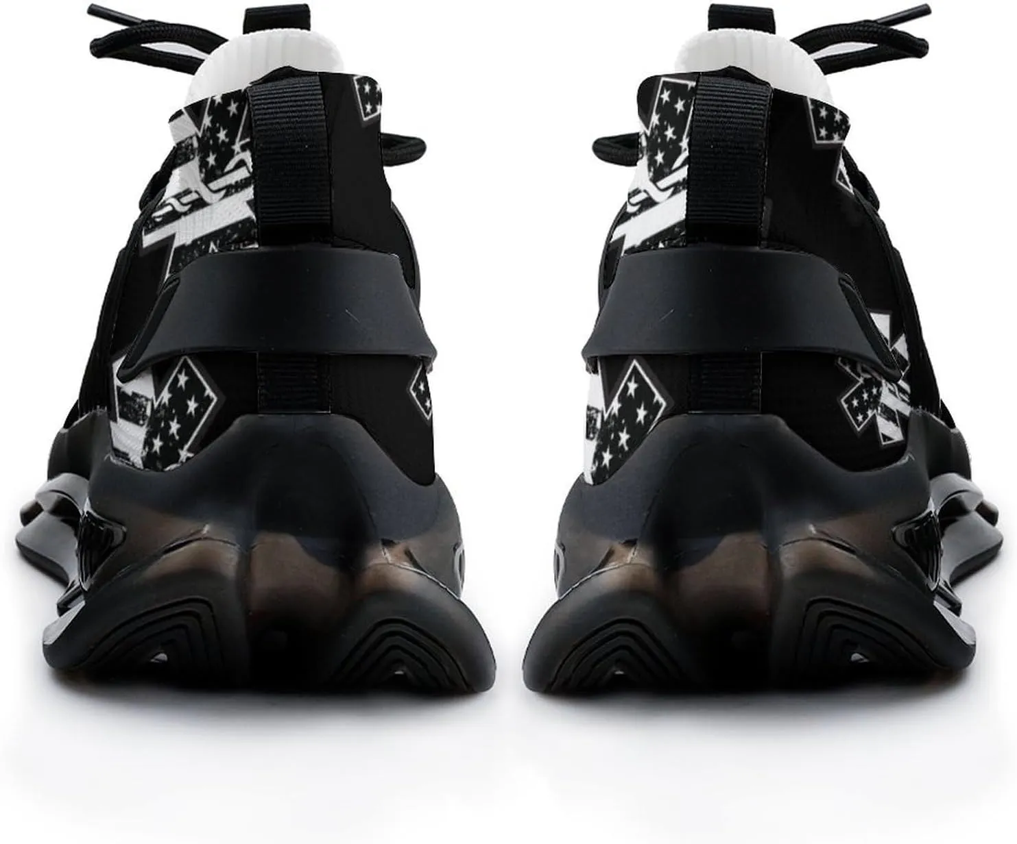 USA Flag with EMS Star of Life Walking Shoes for Men Lightweight Tennis Fashion Elastic Sports Shoes Cushion Basketball Shoes