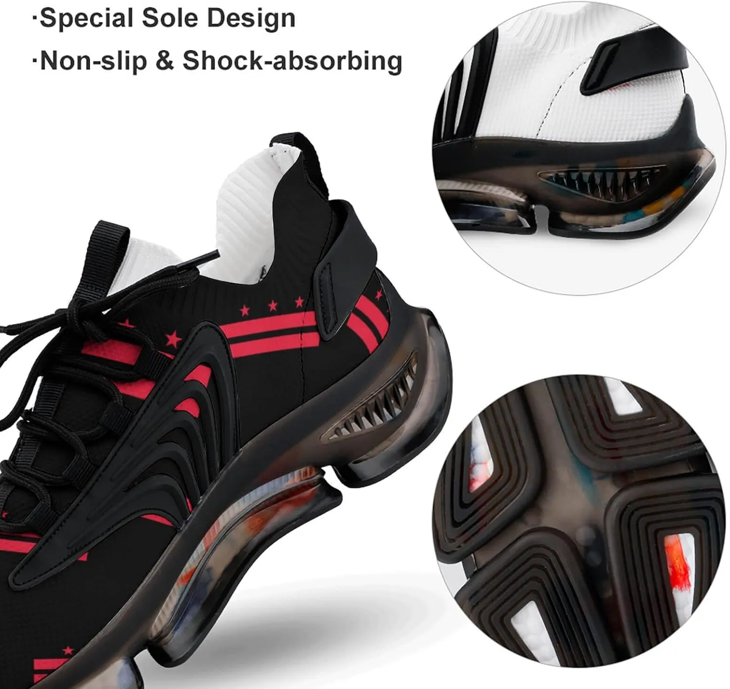 Washington D.C Walking Shoes for Men Lightweight Tennis Fashion Elastic Sports Shoes Cushion Basketball Shoes