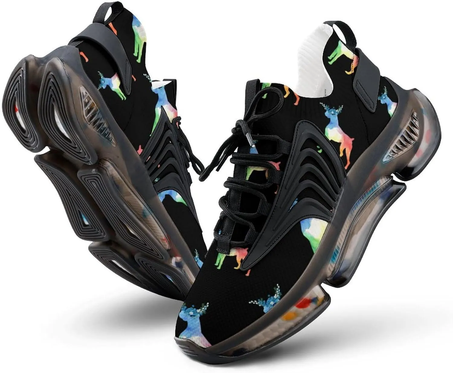 Watercolor Boxer Dog Walking Shoes for Men Lightweight Tennis Fashion Elastic Sports Shoes Cushion Basketball Shoes