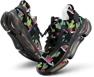 Watercolor Cactus Walking Shoes for Men Lightweight Tennis Fashion Elastic Sports Shoes Cushion Basketball Shoes