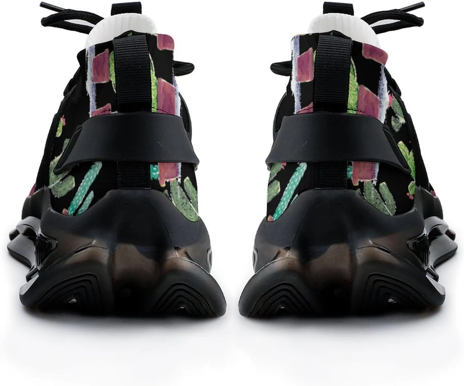 Watercolor Cactus Walking Shoes for Men Lightweight Tennis Fashion Elastic Sports Shoes Cushion Basketball Shoes