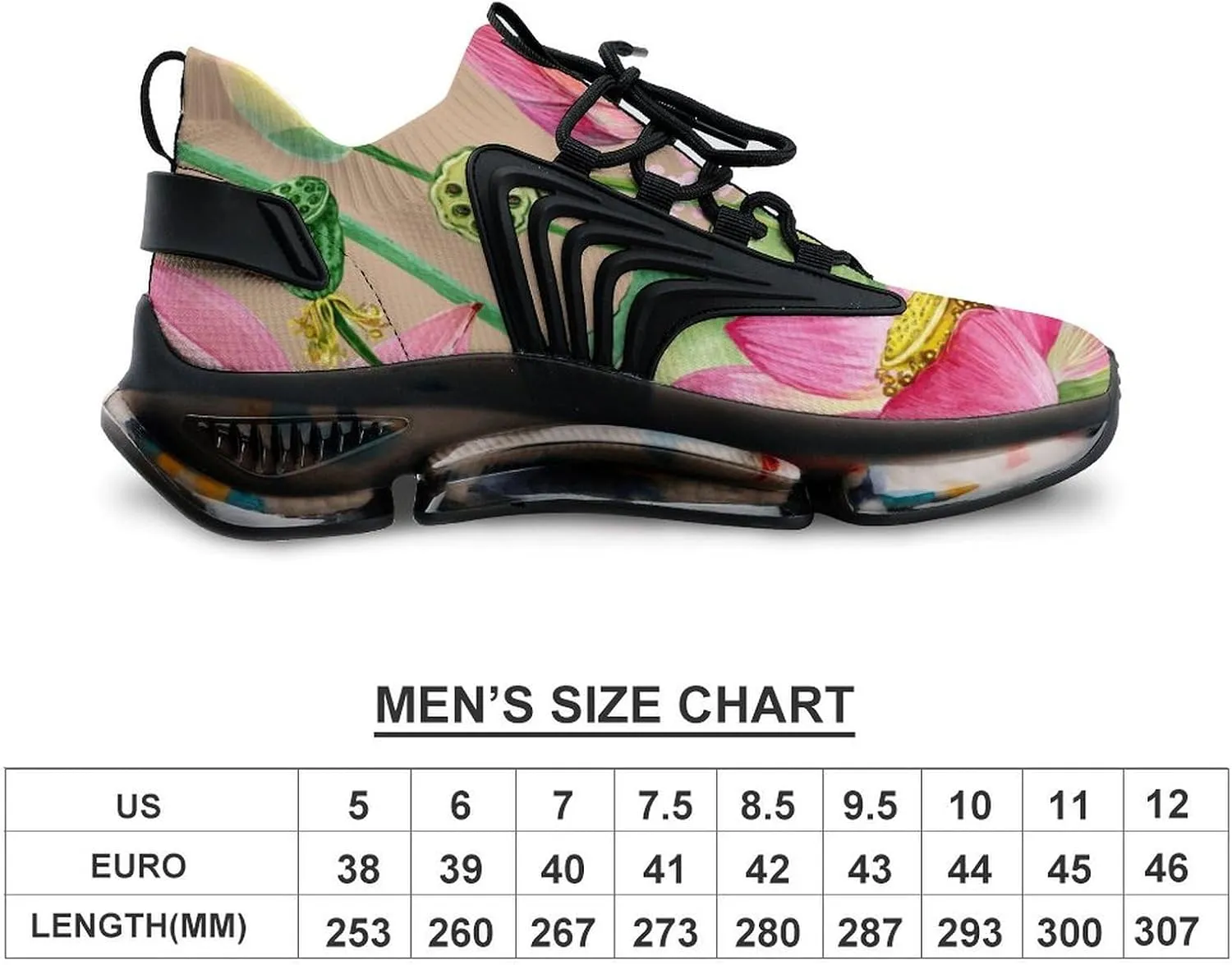 Watercolor Plant Flowers Walking Shoes for Men Lightweight Tennis Fashion Elastic Sports Shoes Cushion Basketball Shoes