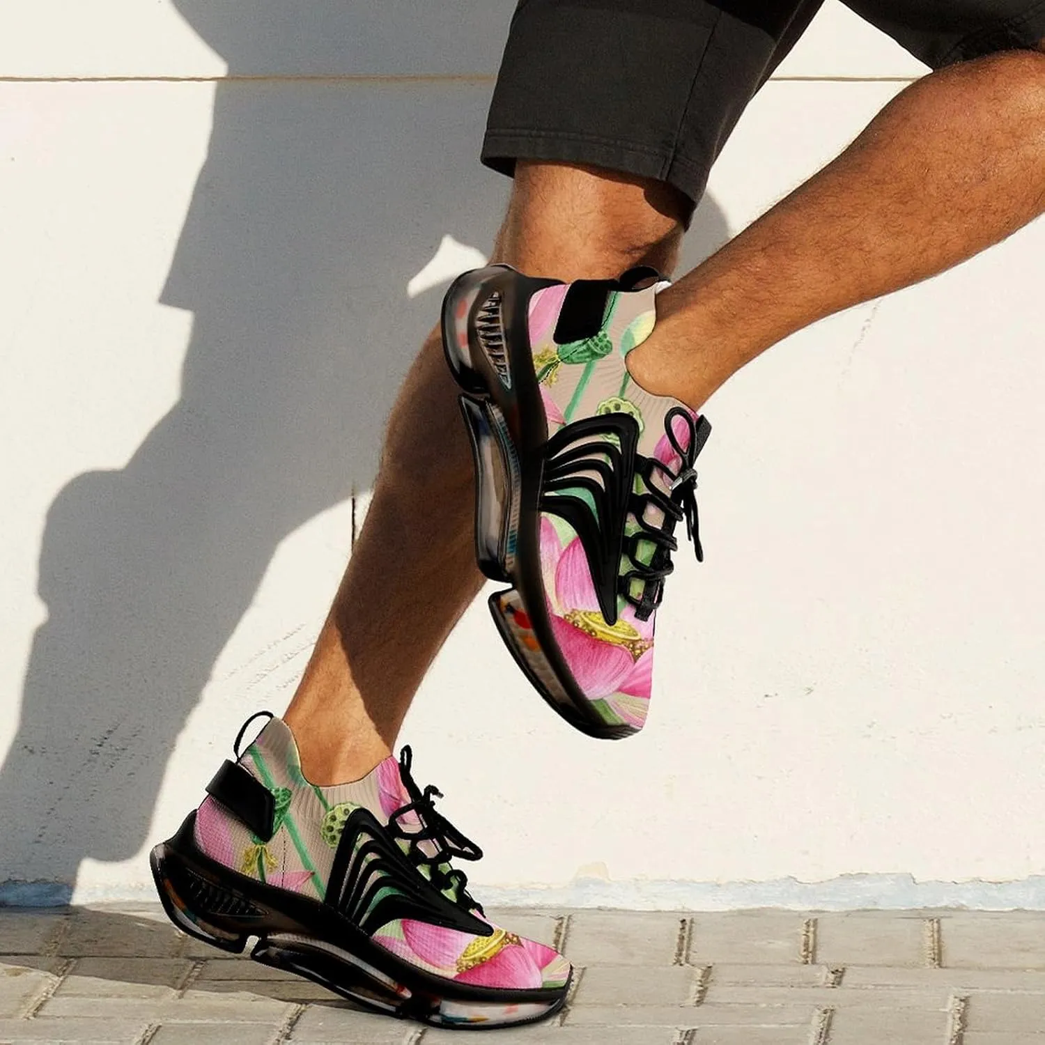 Watercolor Plant Flowers Walking Shoes for Men Lightweight Tennis Fashion Elastic Sports Shoes Cushion Basketball Shoes