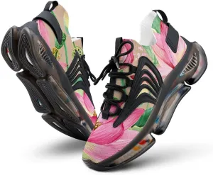 Watercolor Plant Flowers Walking Shoes for Men Lightweight Tennis Fashion Elastic Sports Shoes Cushion Basketball Shoes