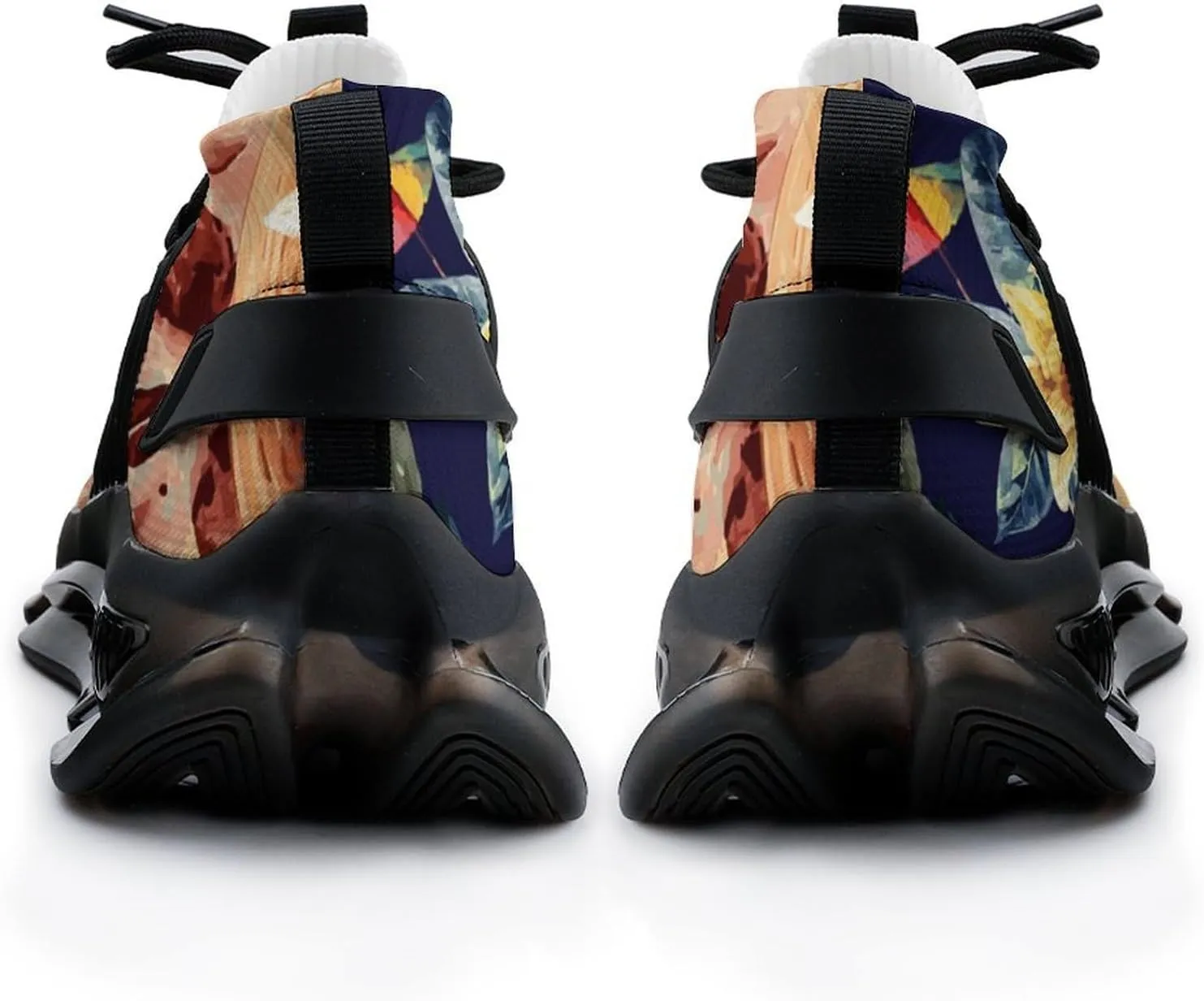 Watercolor Skull Tropical Leaves Walking Shoes for Men Lightweight Tennis Fashion Elastic Sports Shoes Cushion Basketball Shoes
