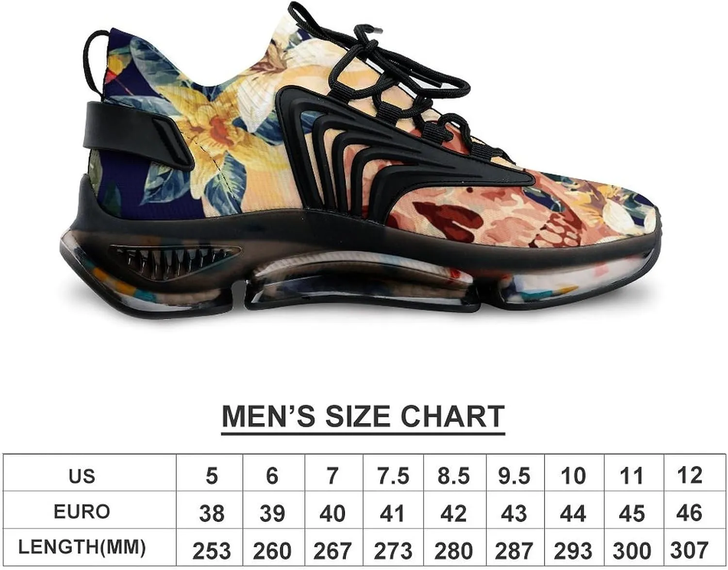 Watercolor Skull Tropical Leaves Walking Shoes for Men Lightweight Tennis Fashion Elastic Sports Shoes Cushion Basketball Shoes