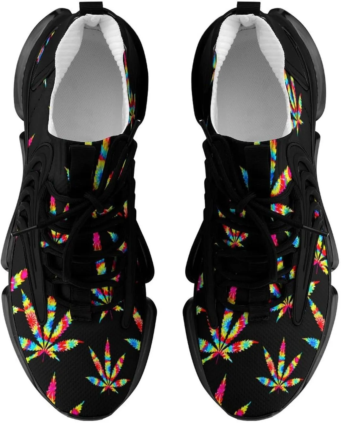 Weed Colorful Art Walking Shoes for Men Lightweight Tennis Fashion Elastic Sports Shoes Cushion Basketball Shoes