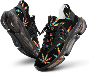 Weed Colorful Art Walking Shoes for Men Lightweight Tennis Fashion Elastic Sports Shoes Cushion Basketball Shoes