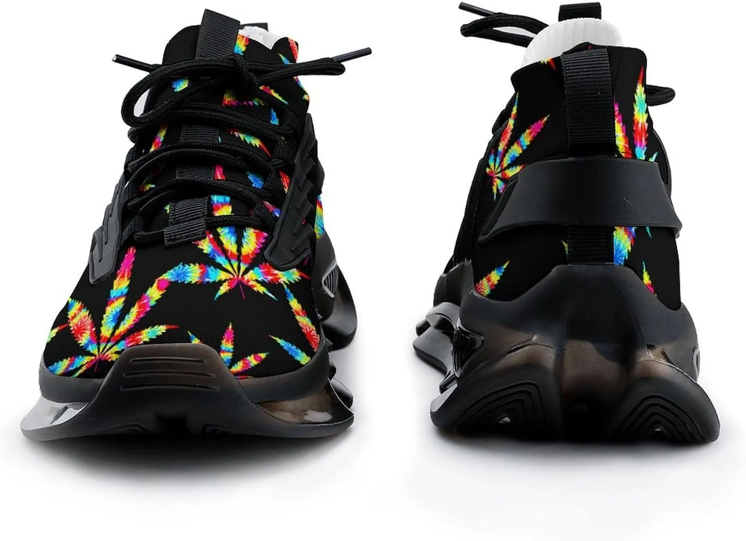 Weed Colorful Art Walking Shoes for Men Lightweight Tennis Fashion Elastic Sports Shoes Cushion Basketball Shoes