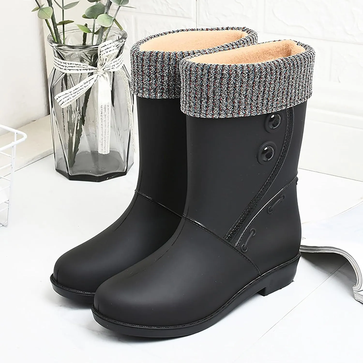Women Rain Shoes Shoes Comfortable Light Ankle Rain Boots Frosted Outdoor Rain Boots Gift College Girl