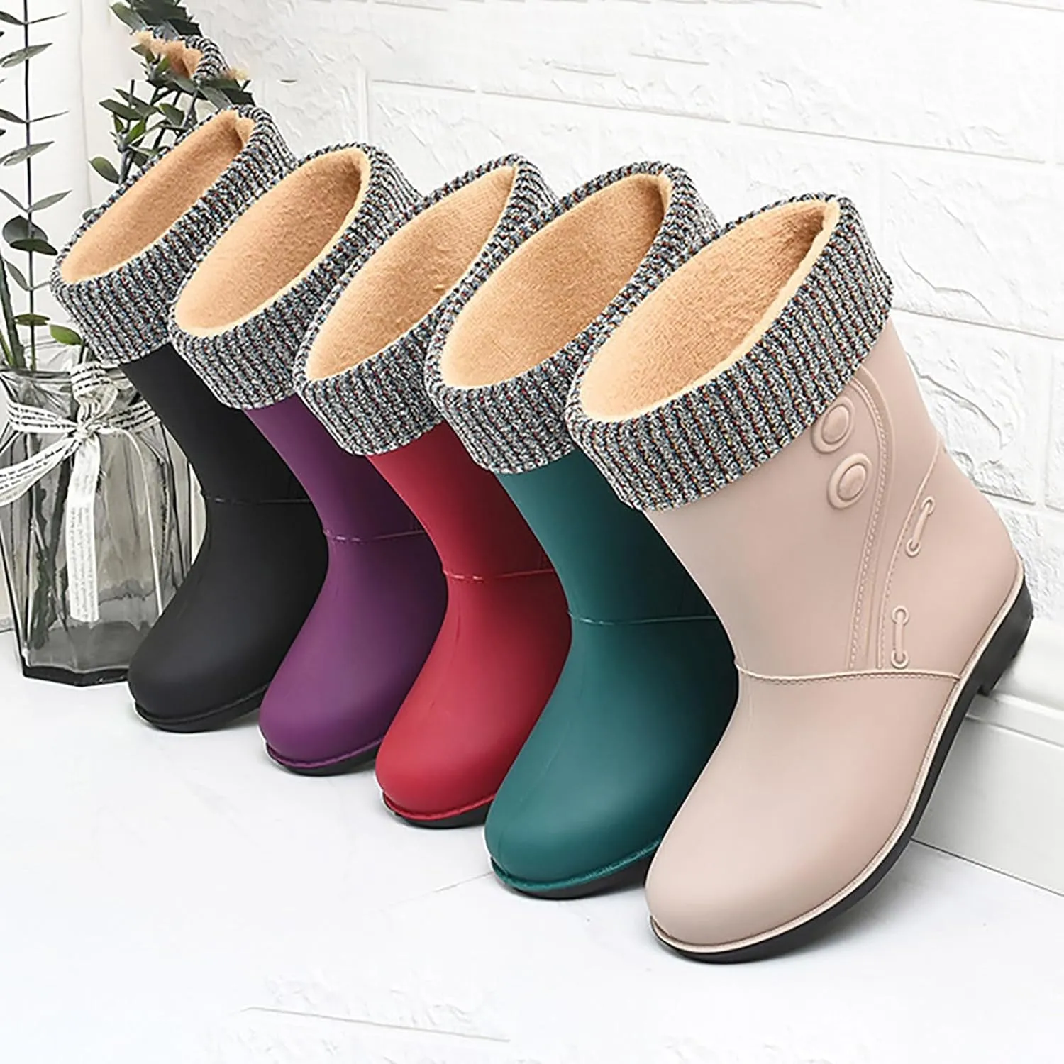 Women Rain Shoes Shoes Comfortable Light Ankle Rain Boots Frosted Outdoor Rain Boots Gift College Girl