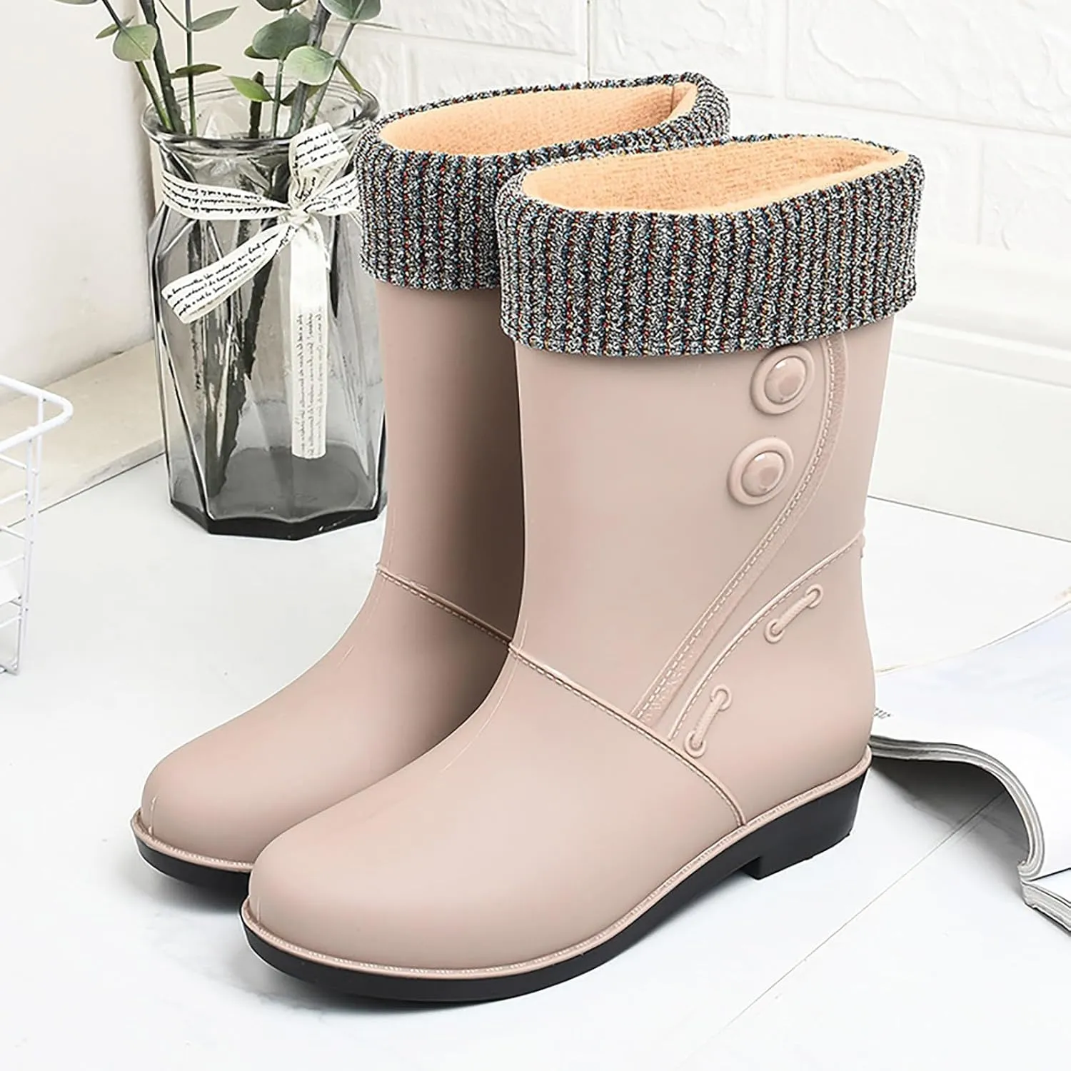 Women Rain Shoes Shoes Comfortable Light Ankle Rain Boots Frosted Outdoor Rain Boots Gift College Girl