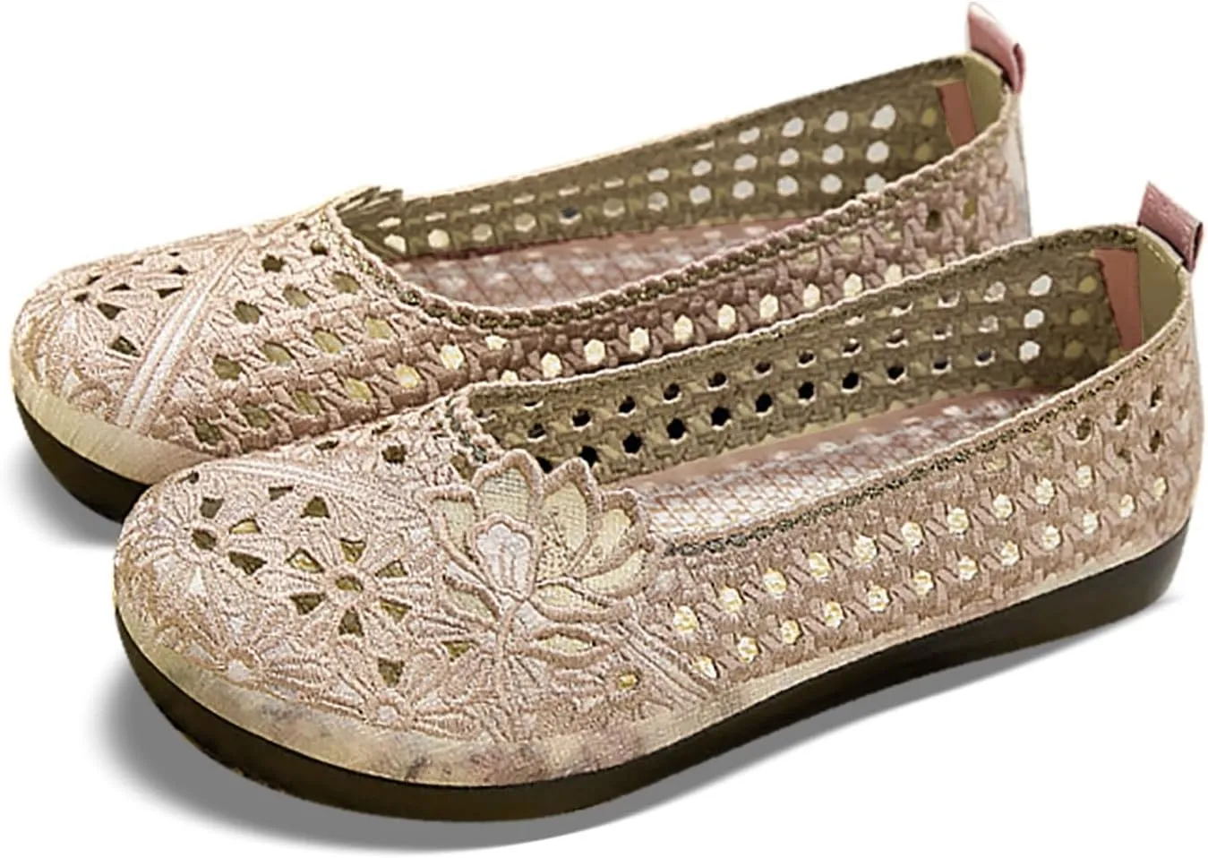 Women's Breathable Mesh Cutout Ballet Flat Loafers Comfortable Casual Slip On Walking Shoes for Daily Wear 2PCS