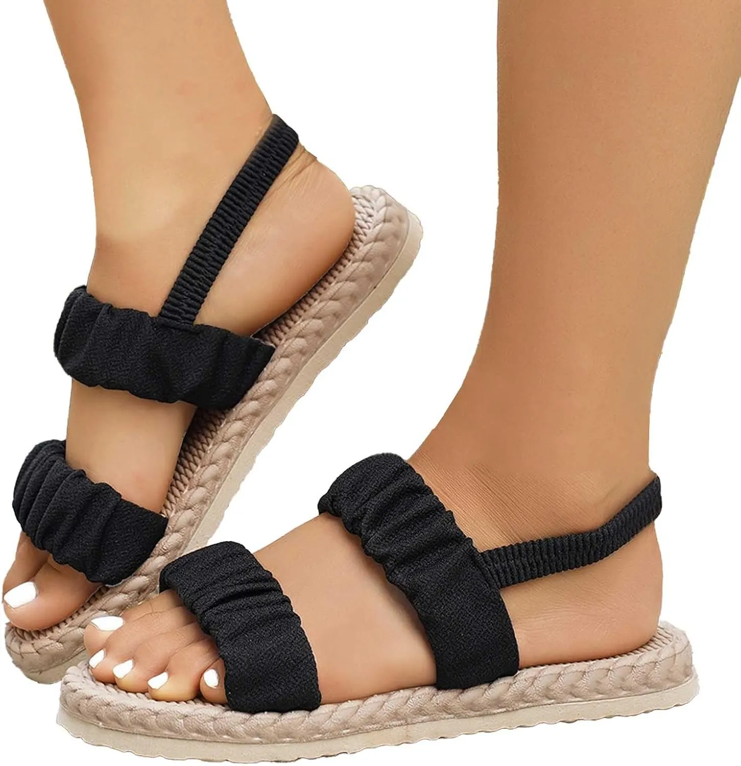Women's Breathable Slip On Sandals Comfortable Flat Casual Shoes For Daily Wear Beach Walking Lightweight Summer