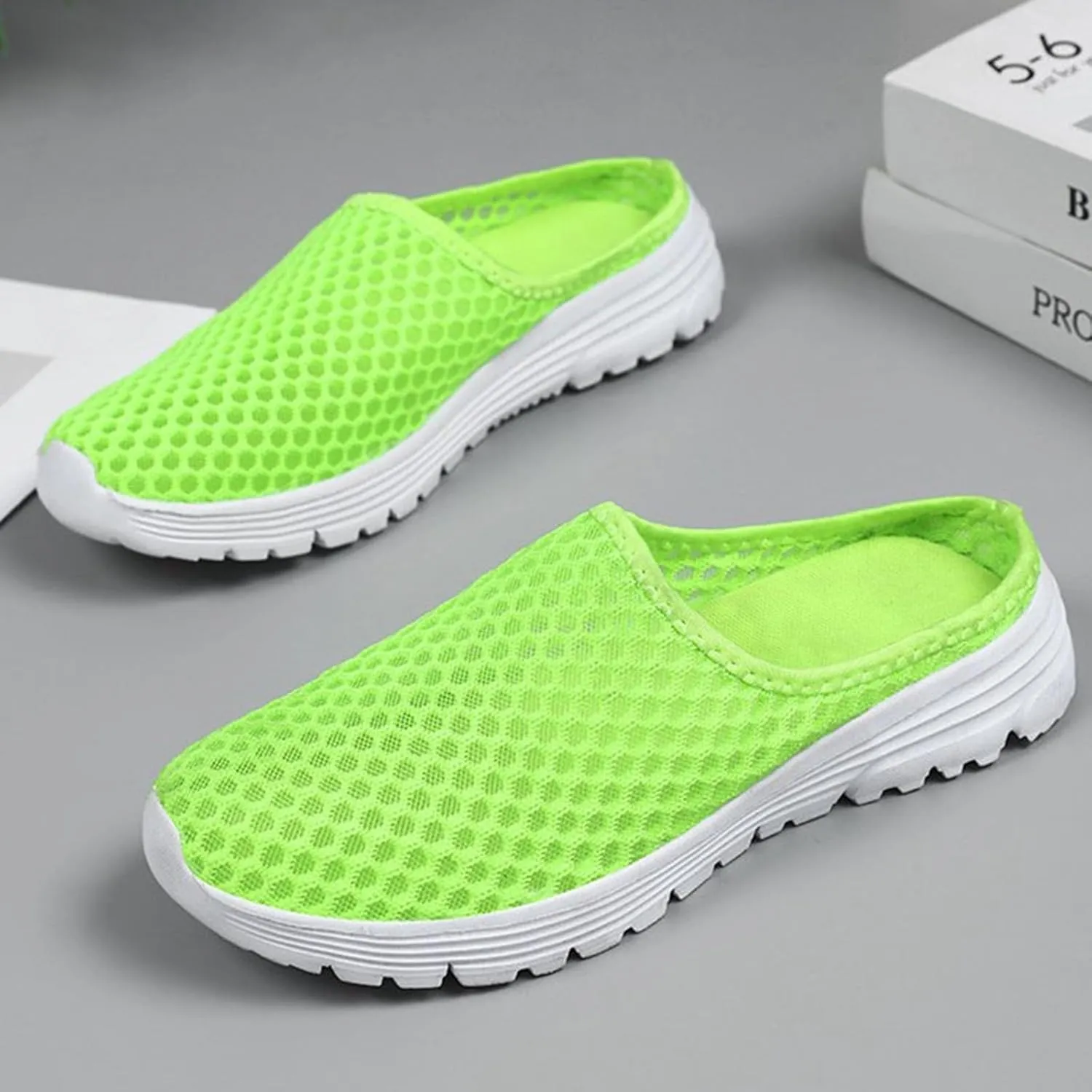 Women's Breathable Slip On Slippers Comfortable Flat Sandals Lightweight Casual Slide Shoes for Indoor Outdoor Summer Beach Vacation
