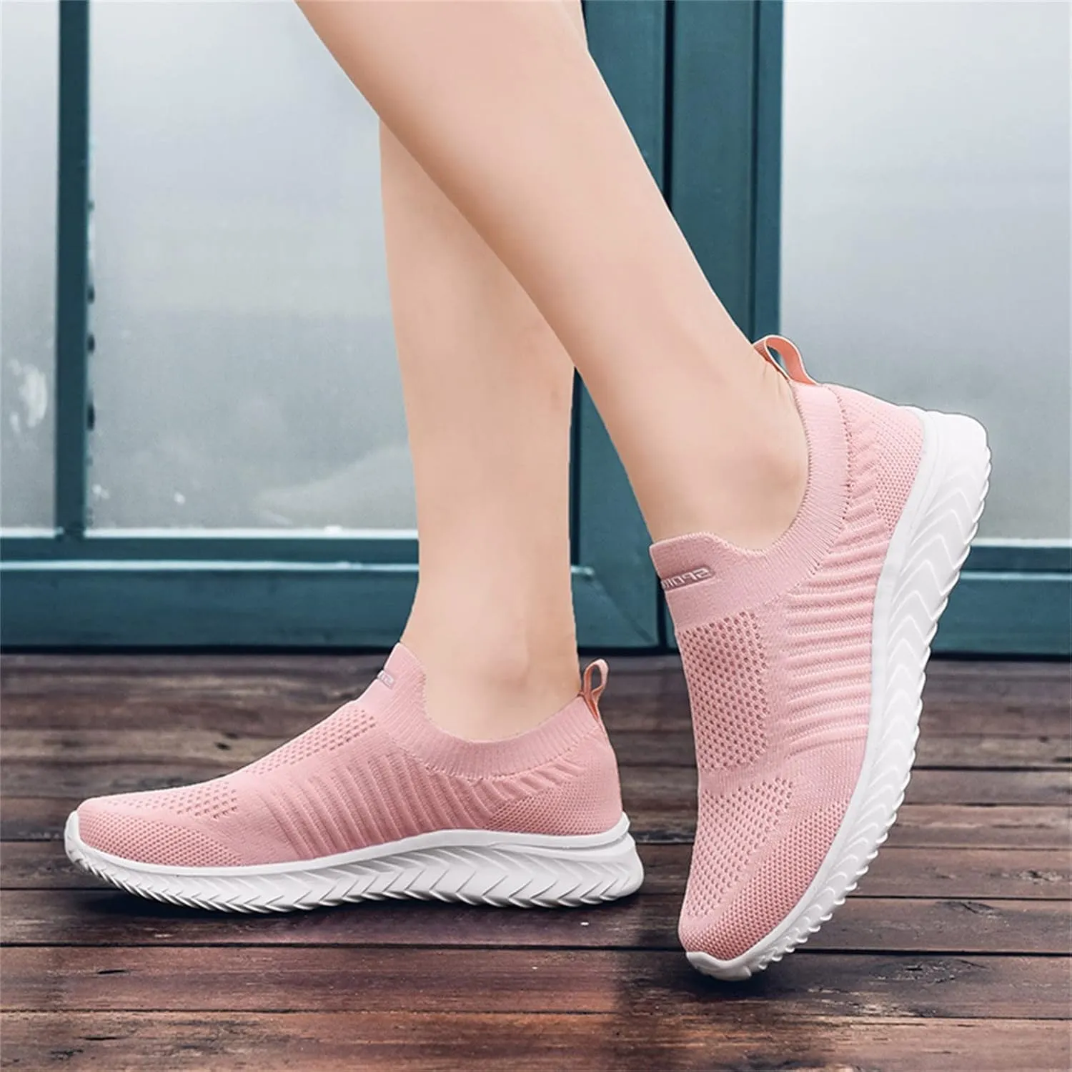 Womens Canvas Slip On Shoes Casual Walking Sneakers Lightweight Flat Fashion Comfortable Elastic Loafers Non Slip