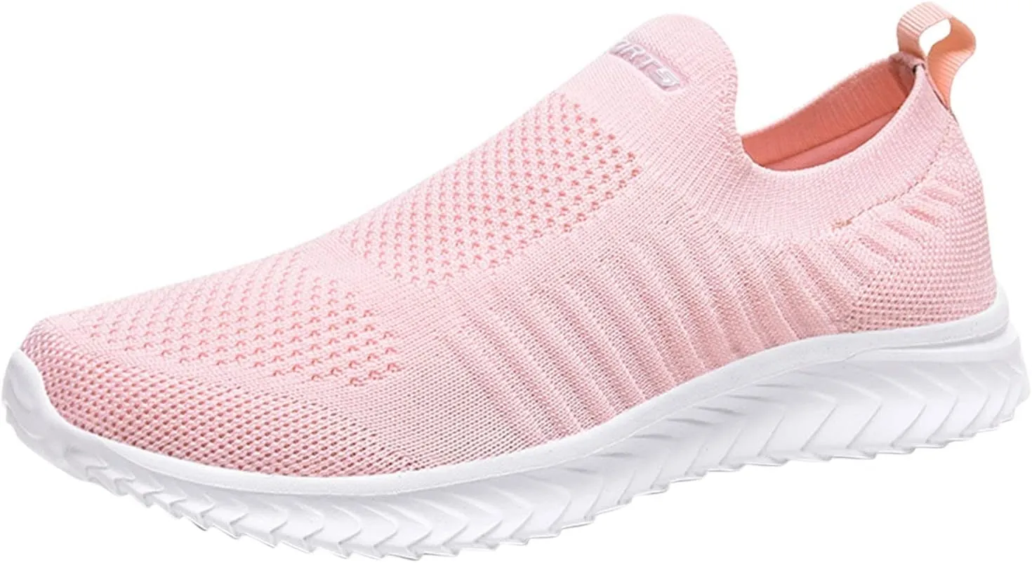 Womens Canvas Slip On Shoes Casual Walking Sneakers Lightweight Flat Fashion Comfortable Elastic Loafers Non Slip