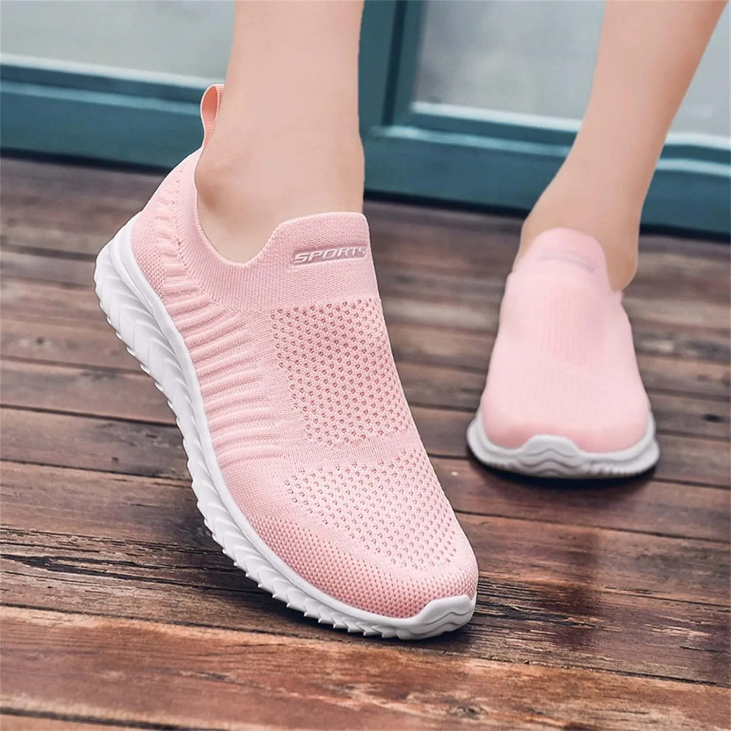 Womens Canvas Slip On Shoes Casual Walking Sneakers Lightweight Flat Fashion Comfortable Elastic Loafers Non Slip