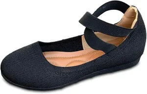 Women's Casual Ballet with Elastic Straps Comfortable Round Toe Slip On Shoes for Daily Wear Dressy Outfits
