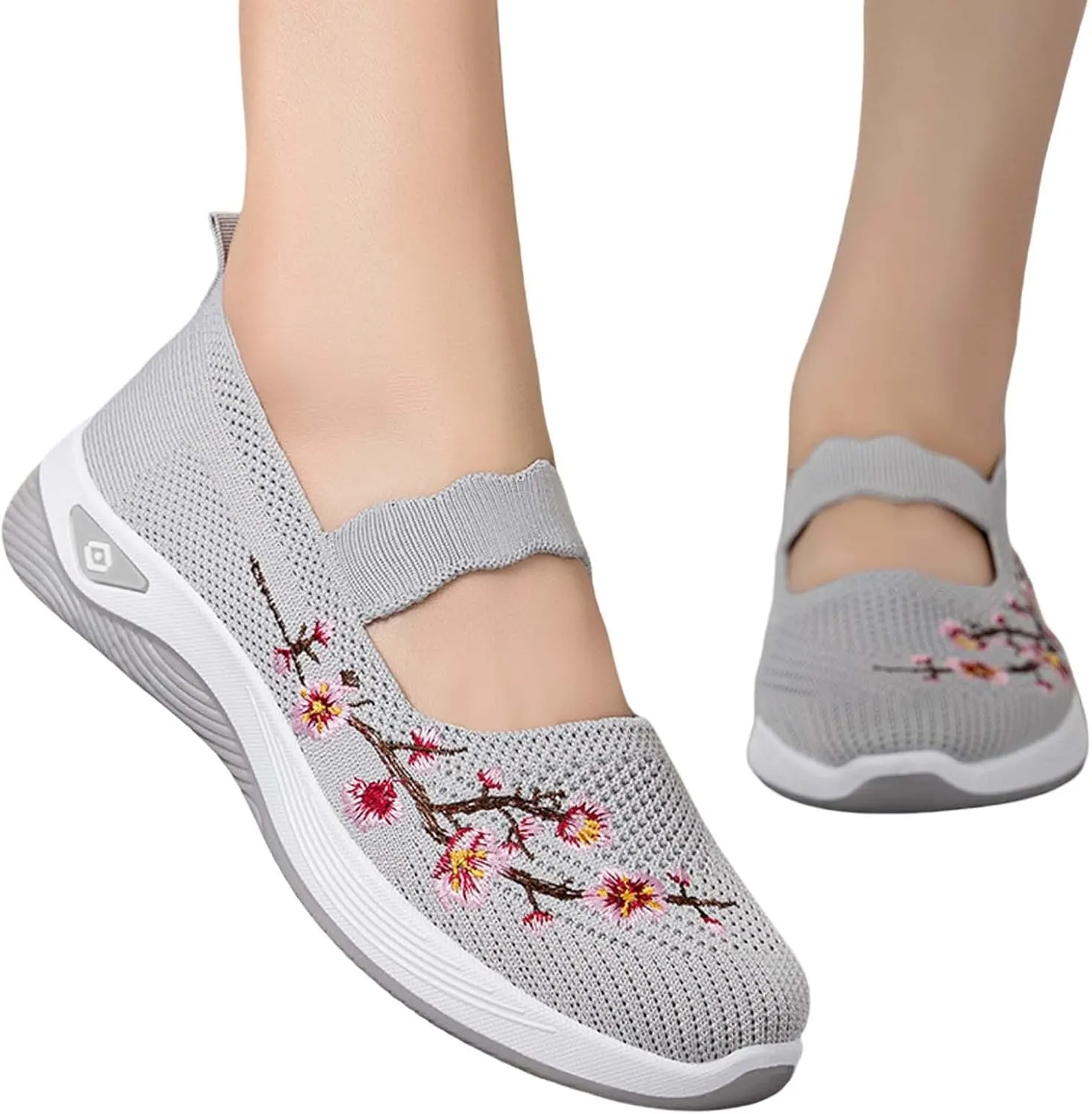 Women's Casual Embroidered Comfortable Soft Sole Summer Walking Shoes for Daily Wear with Skirt Outfits