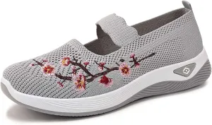 Women's Casual Embroidered Comfortable Soft Sole Summer Walking Shoes for Daily Wear with Skirt Outfits