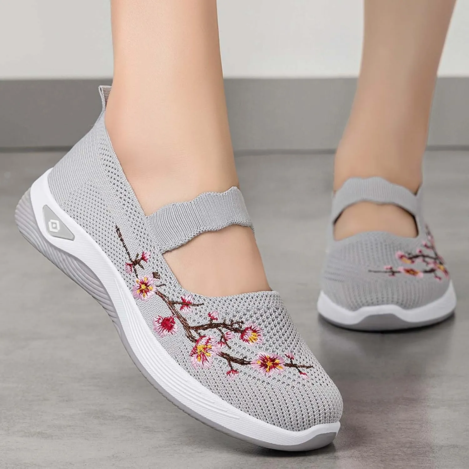 Women's Casual Embroidered Comfortable Soft Sole Summer Walking Shoes for Daily Wear with Skirt Outfits