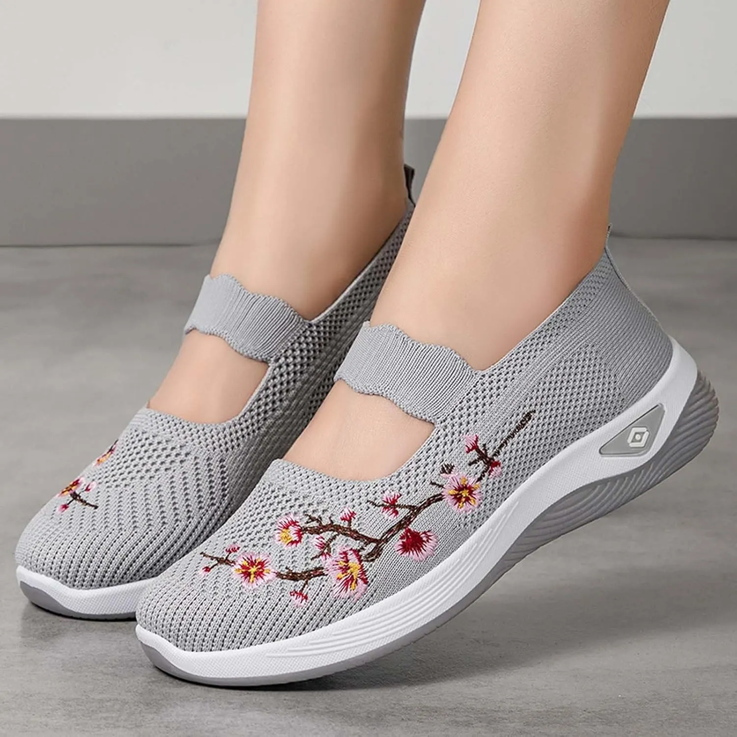 Women's Casual Embroidered Comfortable Soft Sole Summer Walking Shoes for Daily Wear with Skirt Outfits