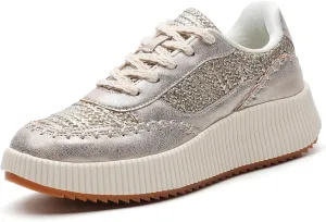 Womens Chunky Platform Sneakers | Orthopedic Walking Shoes with Arch Support | Breathable Knit Uppers | Casual Shoes with Non-Slip Rubber Outsole | Perfect for Travel, Shopping | White Tennis Shoes