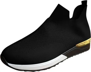 Women's Fashion Sneaker Mesh Slip On Black Non Slip Shoes for Women Comfortable Walking Shoes for Men Wide Width Black Platform Loafers Women Sock Sneakers Women