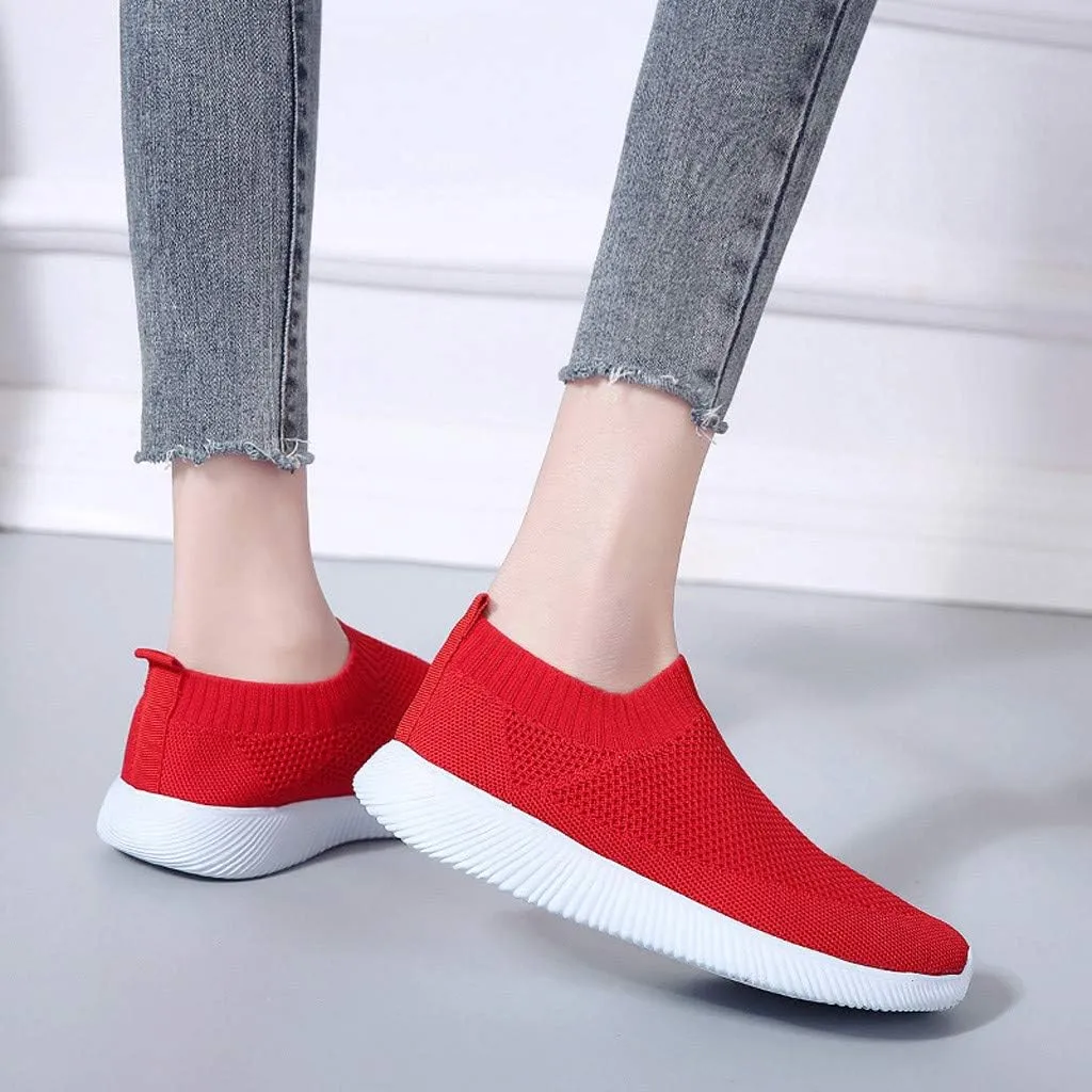 Women's Fashion Sneaker Mesh Slip On Black Non Slip Shoes for Women Comfortable Women's Walking Shoes with Arch Support Flat Loafers Safety Toe Sneakers Men