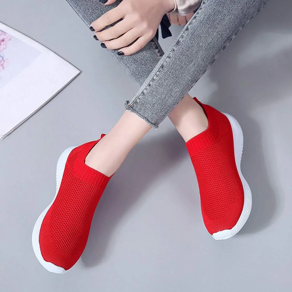 Women's Fashion Sneaker Mesh Slip On Black Non Slip Shoes for Women Comfortable Women's Walking Shoes with Arch Support Flat Loafers Safety Toe Sneakers Men