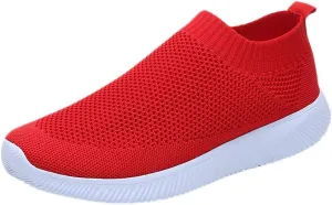 Women's Fashion Sneaker Mesh Slip On Black Non Slip Shoes for Women Comfortable Women's Walking Shoes with Arch Support Flat Loafers Safety Toe Sneakers Men