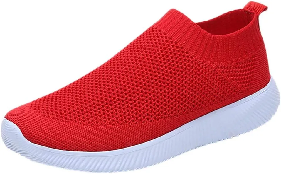 Women's Fashion Sneaker Mesh Slip On Black Non Slip Shoes for Women Comfortable Women's Walking Shoes with Arch Support Flat Loafers Safety Toe Sneakers Men