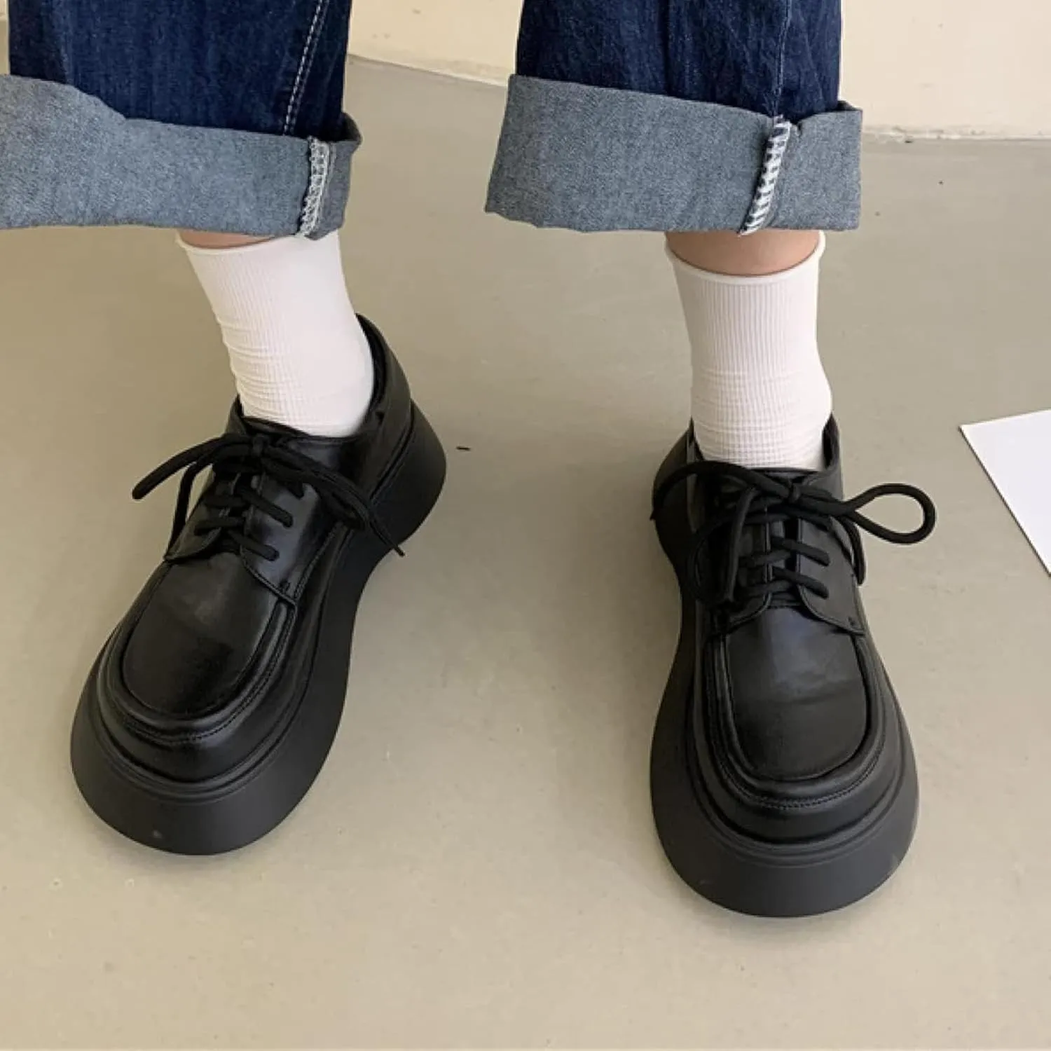 Women's Flat Shoes, Cute Round Toe Girl's Formal Shoes, Casual Lace up Oxford Comfortable Outdoor Walking Shoes