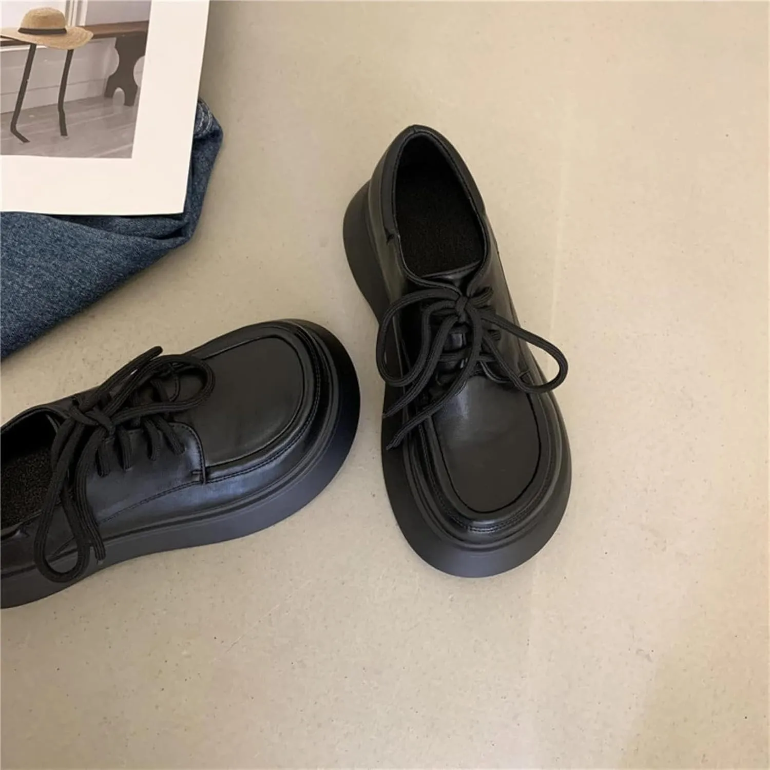Women's Flat Shoes, Cute Round Toe Girl's Formal Shoes, Casual Lace up Oxford Comfortable Outdoor Walking Shoes
