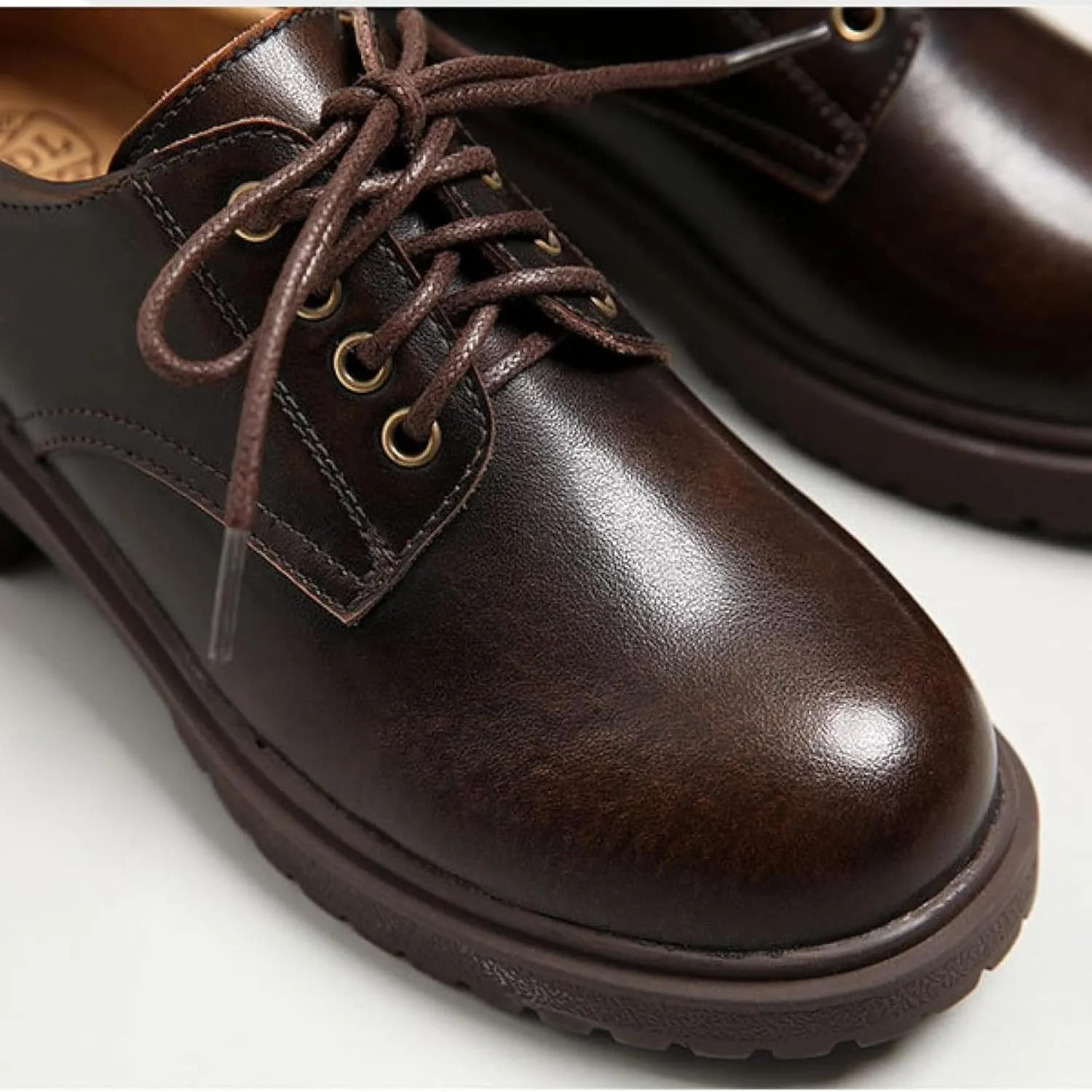 Women's Lace up Platform Oxford Shoes, Comfortable Low Heel, Cute Round Toe, Uniform, Formal Shoes for Girls