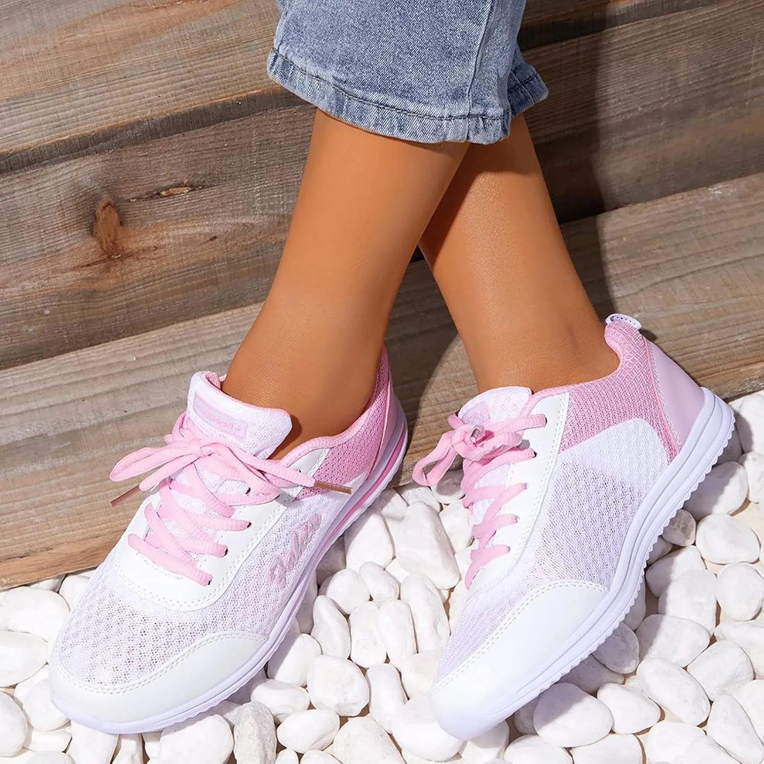 Womens Lace Up Walking Shoes Memory Foam Lightweight Comfort Slip On Shoes Women Workout Casual Black Shoes High Top Sneakers Red Tennis Shoe Trainers Shoe
