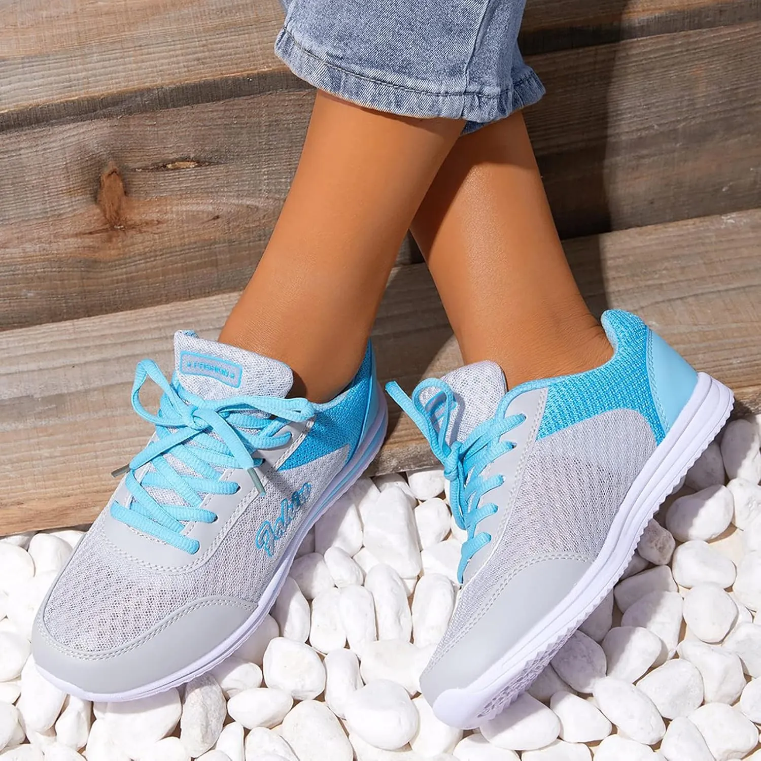 Womens Lace Up Walking Shoes Memory Foam Lightweight Comfort Tennis Shoes Womens Sport Women's Shoes Casual White Sneakers Steel Toe Tennis Shoe Trainers Shoe