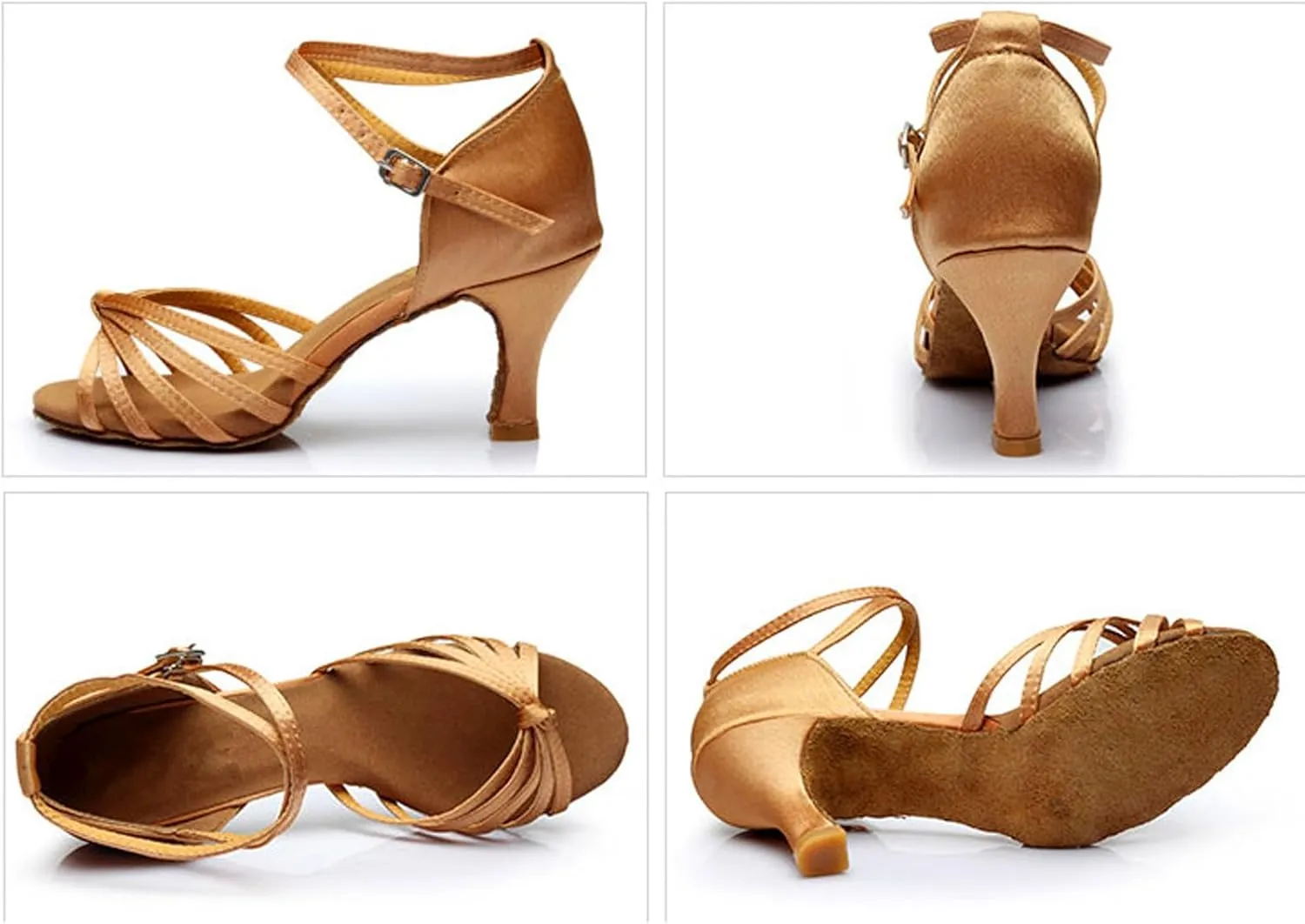 Women's Latin Dance Sandals with Knot Decoration Slip Comfortable Mid Heel Dress Shoes for Casual Party Beach