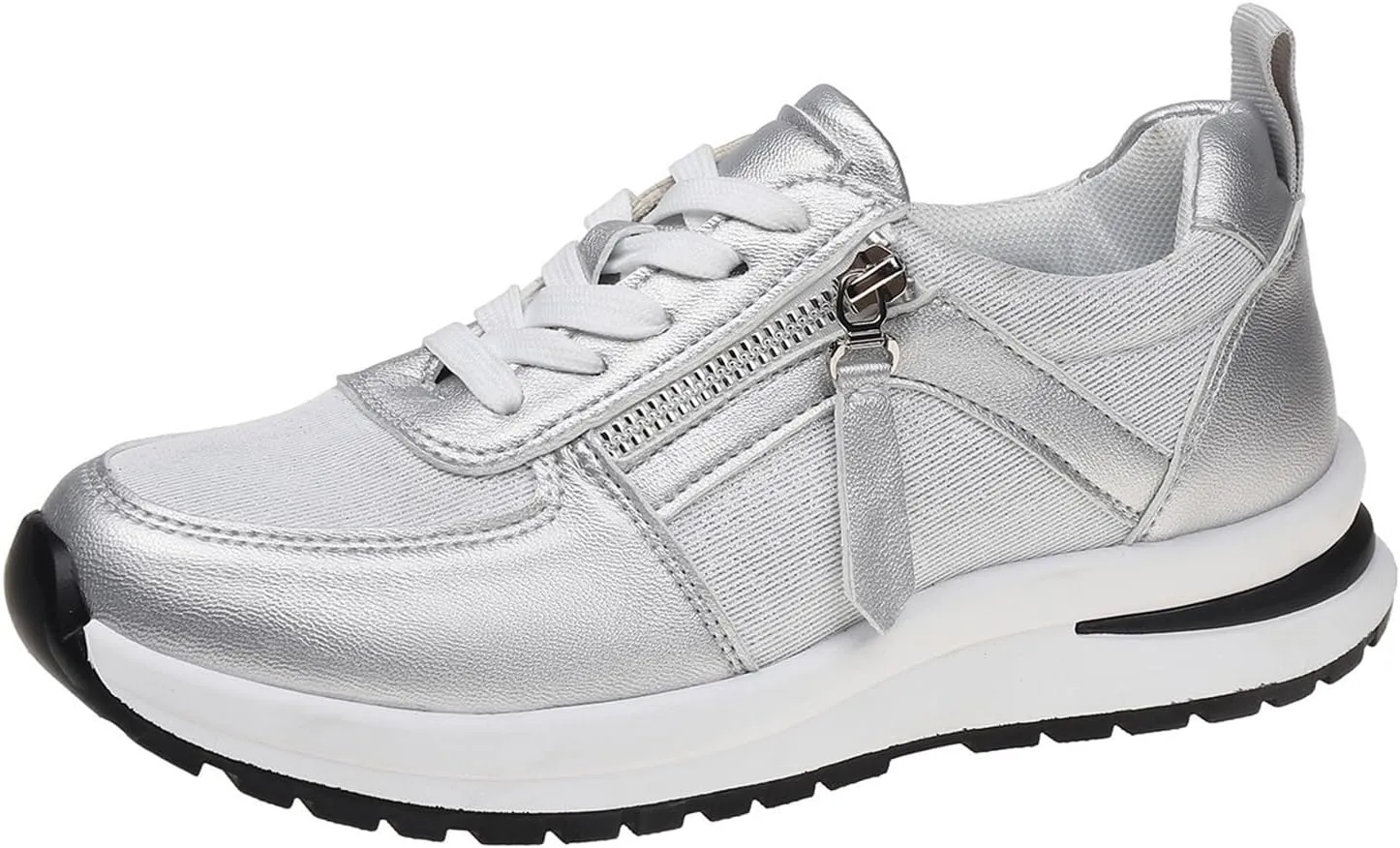 Women's Platform Fashion Sneakers Mesh Breathable Zero Drop Minimalist Summer Walking Sneakers Sparkling Casual Fashion Non-Slip Tennis Shoes