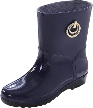 Womens Rubber Boots Womens Rain Boots Stylish for Boating Fishing Gardening Farming Mid Calf Rain Shoes