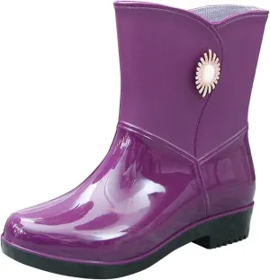 Womens Rubber Boots Womens Rain Boots Stylish Slip-Resistant for Boating Fishing Gardening Farming Rain Shoes