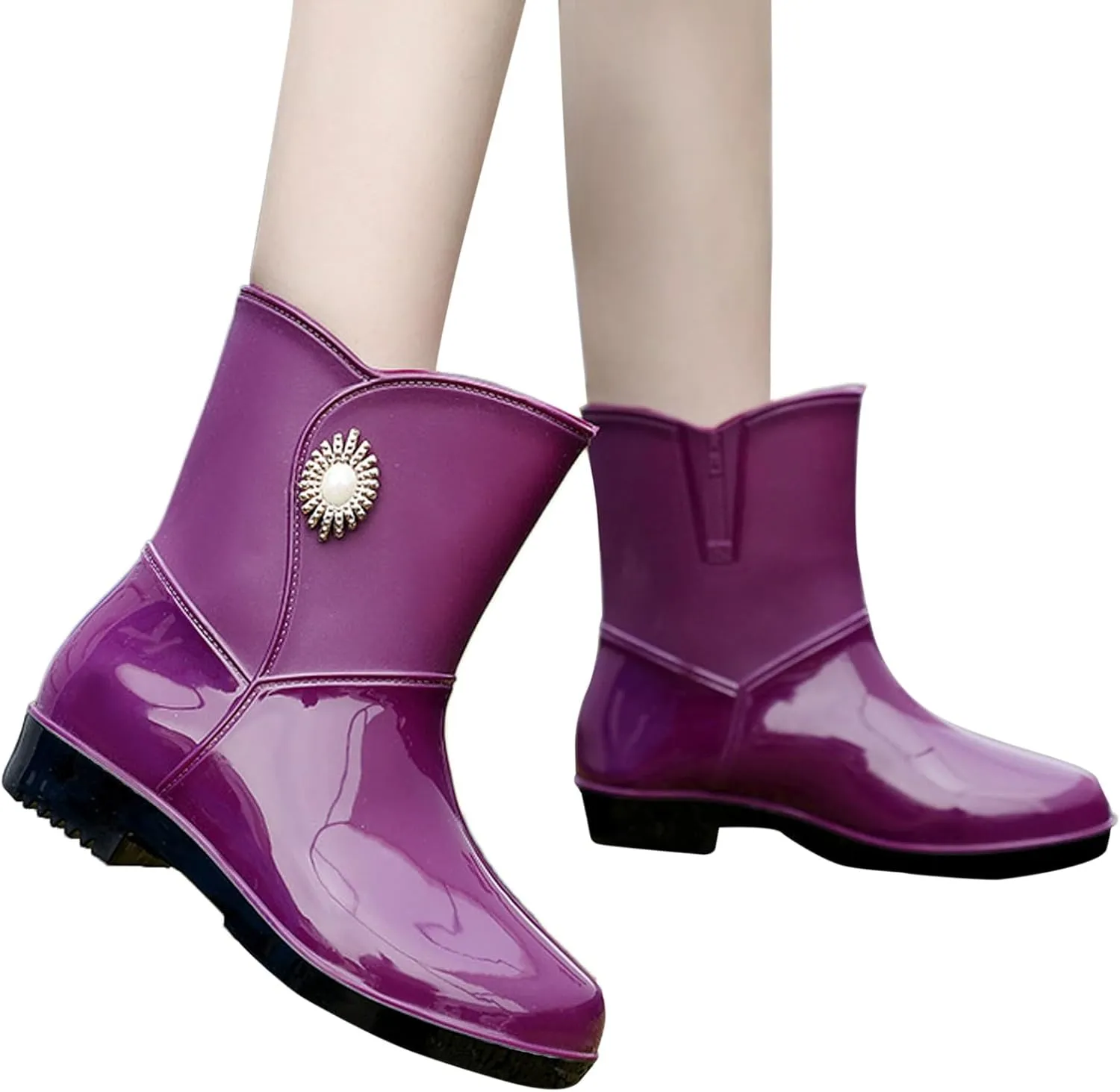 Womens Rubber Boots Womens Rain Boots Stylish Slip-Resistant for Boating Fishing Gardening Farming Rain Shoes